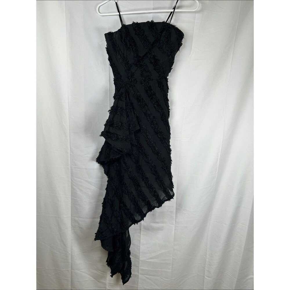 C/MEO Black Asymmetrical Ruffle Strapless Dress Women’s XS Cocktail Evening